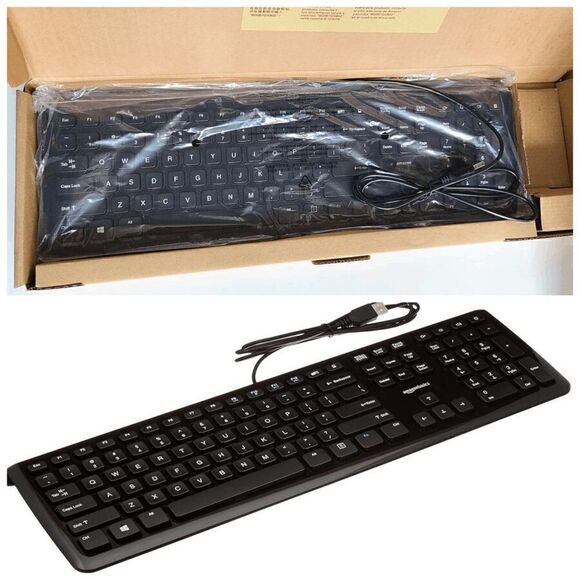 NEW Open Box Amazon Basics Wired Keyboard - Picture 1 of 9